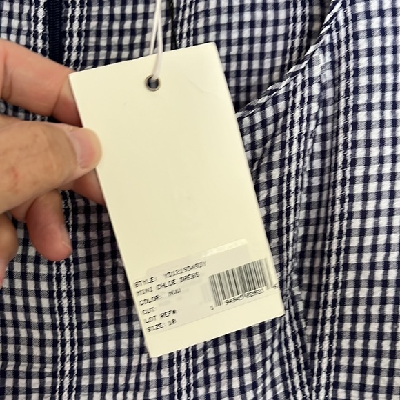 LIKELY NAVY BLUE WHITE GINGHAM DRESS-10 - Picture 2 of 9